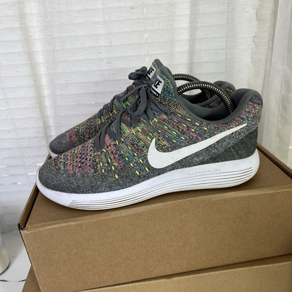 Nike Lunarepic Flyknit 2 Womens Size 8 Running Shoes Trainers Gray Multi GUC!